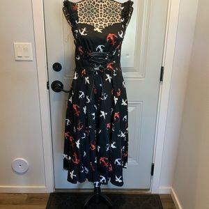 Retro pin-up rockabilly gothic swing cosplay alternative party lace strap dress